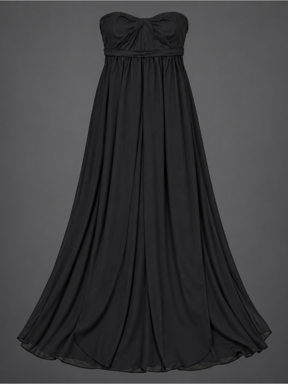 David’s Bridal Strapless Black Flowing Maxi Dress US Size 14